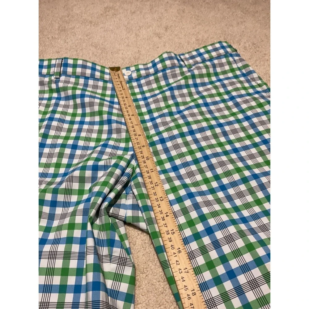 Nike Dri Fit Golf Shorts 42 Mens Blue Green Plaid Performance Stretch Lightweigh